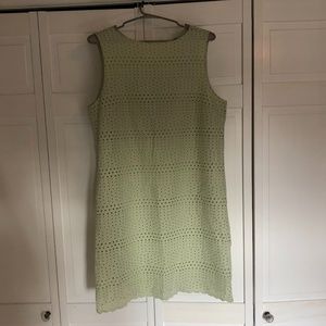 Sleeveless Light Green Eyelet Shift Dress